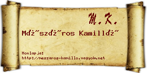 Mészáros Kamilló névjegykártya
